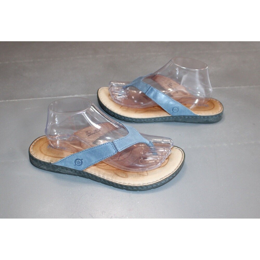 Børn Blue Leather Thong Sandals Womens 10 Comfort Cushioned Slip On Boho Casual